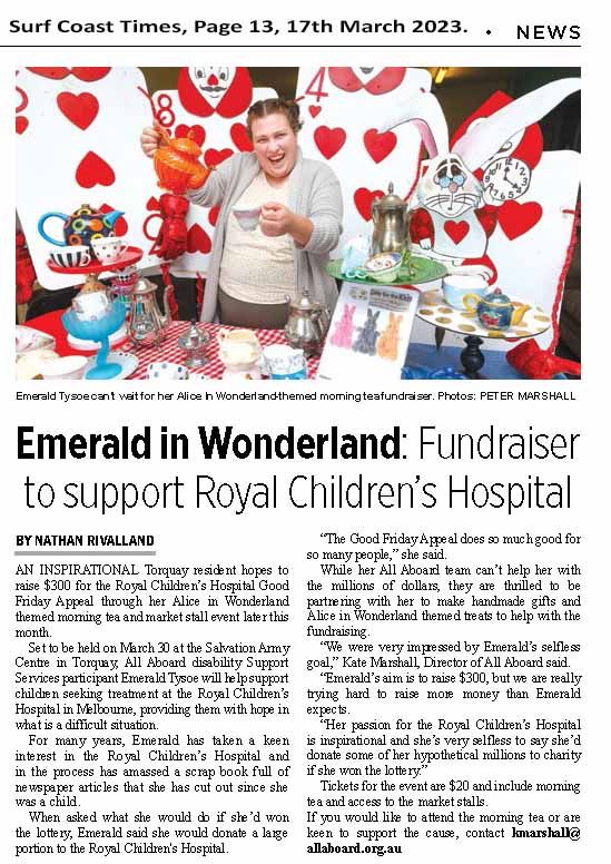 All Aboard assist fund raiser for Royal Childrens Hospital