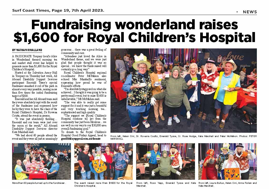 All Aboard assist fund raiser for Royal Children's Hospital