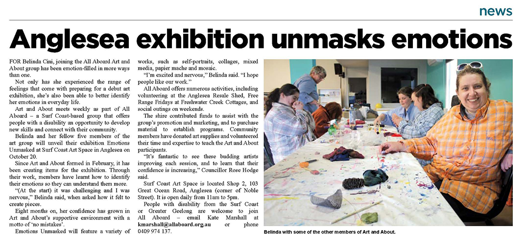All Aboard Emotions unmasked at exhibition launch Anglesea